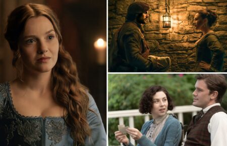 Harriet Slater, Jamie Roy, Sadhbh Malin, Hermione Corfield, and Jeremy Irvine in 'Outlander: Blood of My Blood' Season 1 finale
