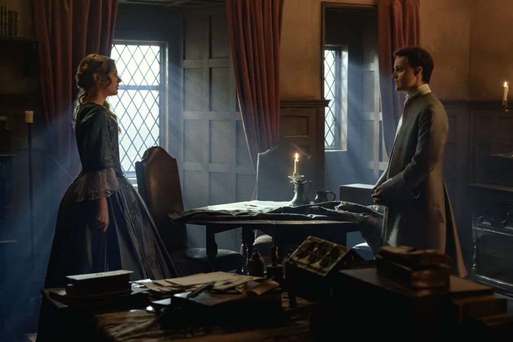 Harriet Slater and Seamus McLean Ross in 'Outlander: Blood of My Blood' Season 1 finale