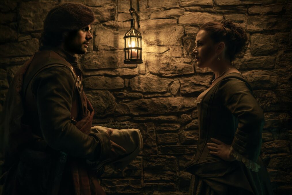 Jamie Roy and Sadhbh Malin in 'Outlander: Blood of My Blood' Season 1 finale