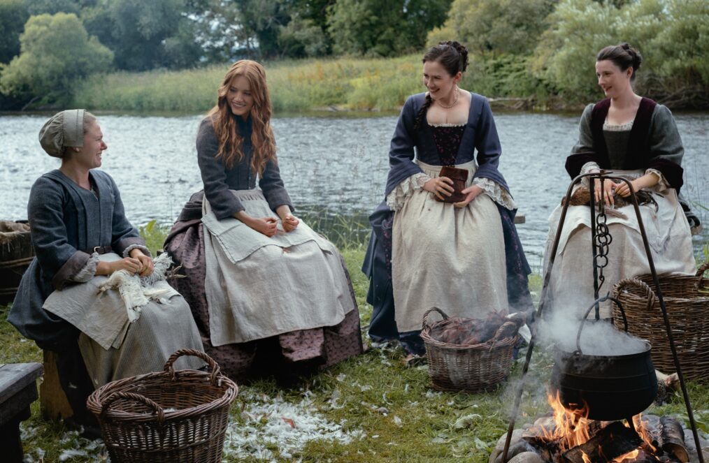 Sally Messham, Harriet Slater, Sadhbh Malin, and Alisa Davidson in 'Outlander: Blood of My Blood' Season 1 finale