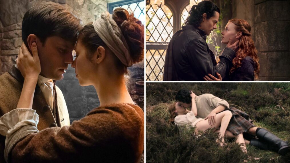 Jeremy Irvine, Hermione Corfield, Jamie Roy, and Harriet Slater in 'Outlander: Blood of My Blood' Season 1