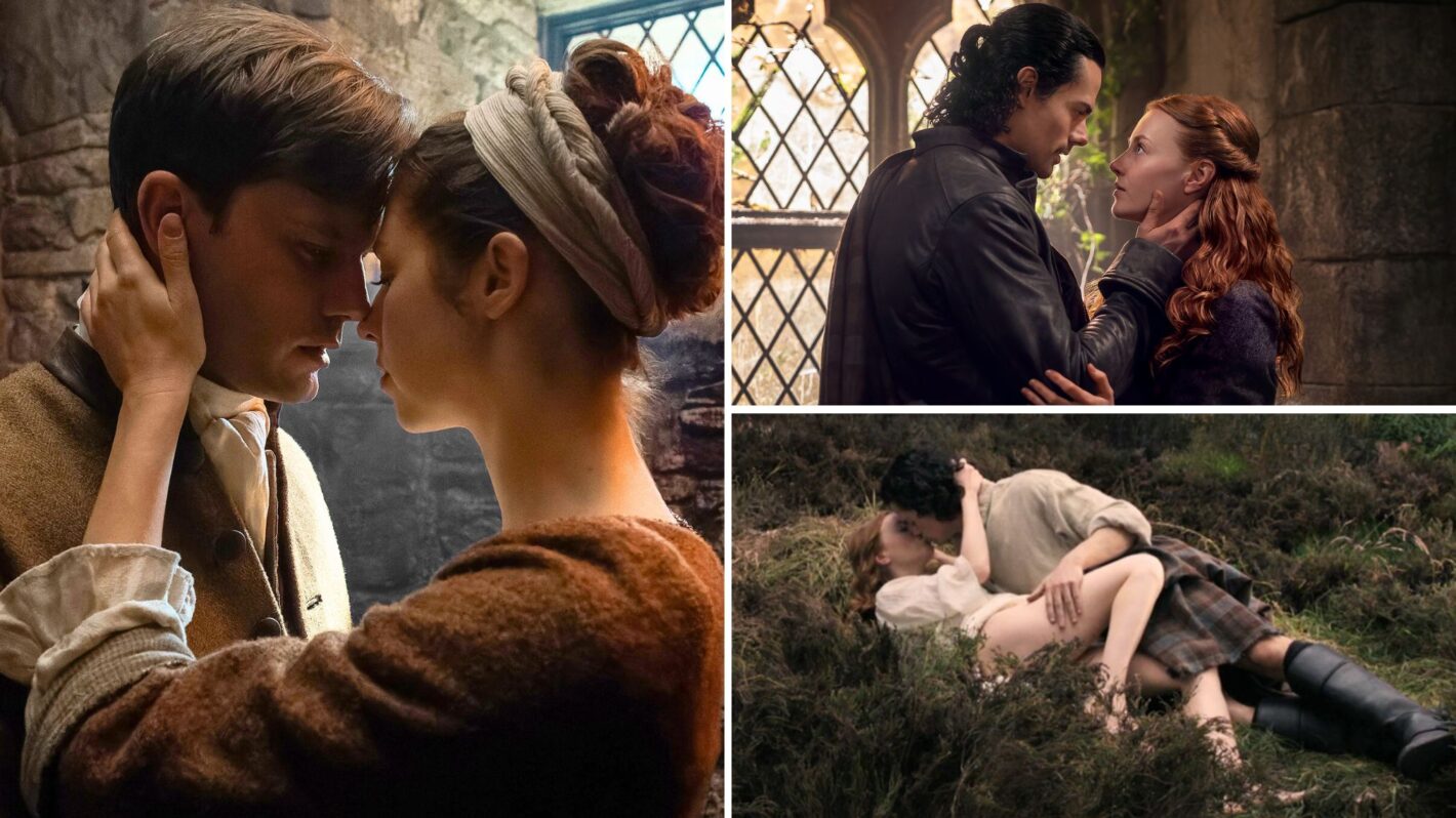 Jeremy Irvine, Hermione Corfield, Jamie Roy, and Harriet Slater in 'Outlander: Blood of My Blood' Season 1