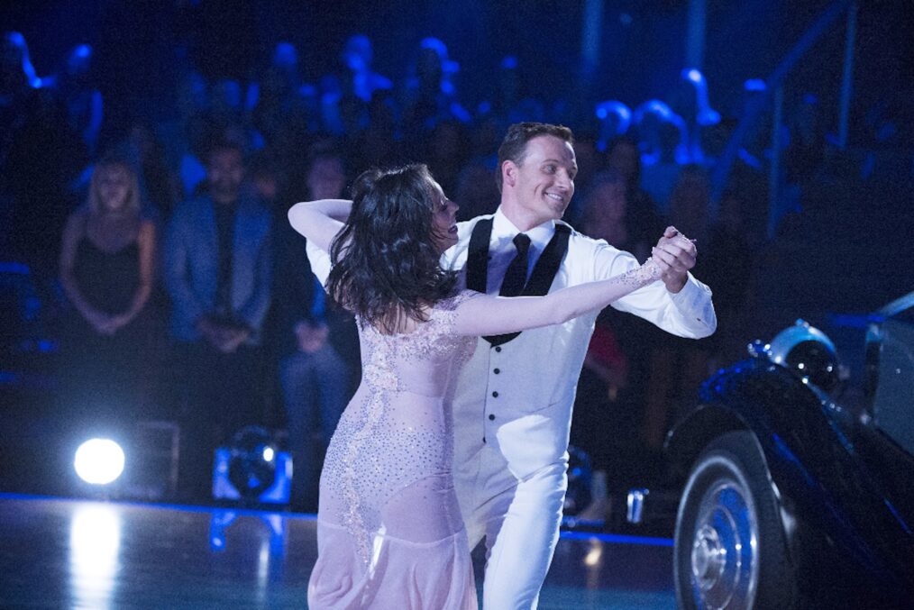 Ryan Lochte and professional dancer Cheryl Burke dancing in Season 33