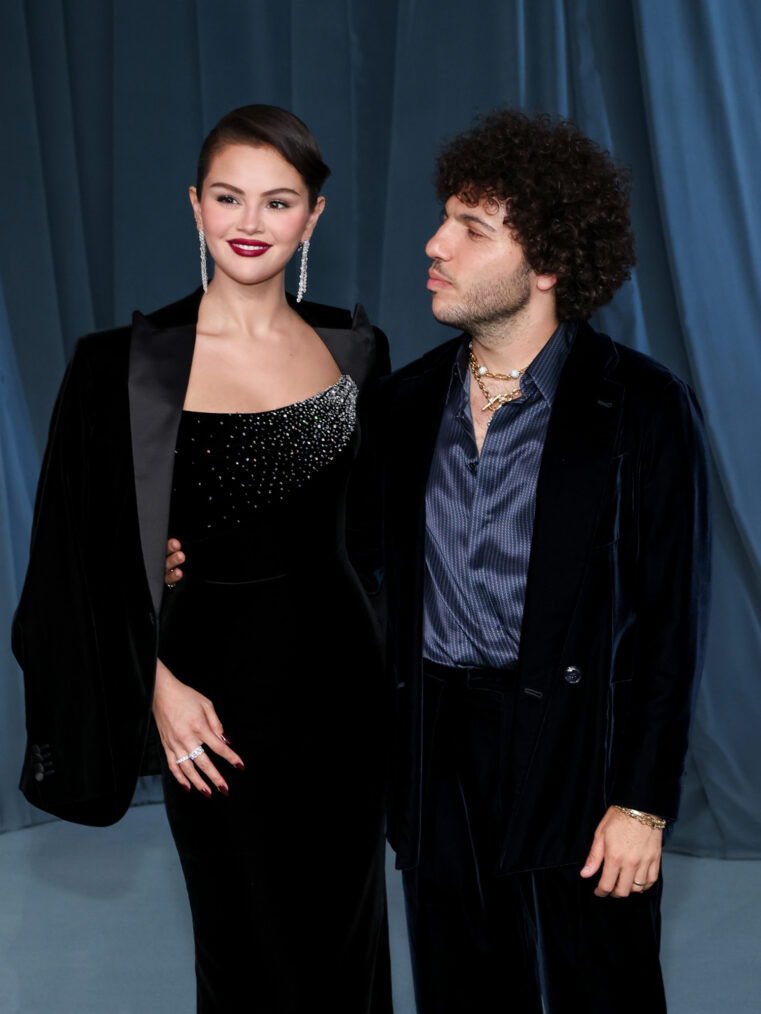 Selena Gomez and Benny Blanco at the 5th Annual Academy Museum Gala at the Academy Museum of Motion Pictures on October 18, 2025, in Los Angeles, California