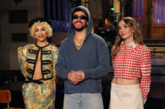 Musical guest Doja Cat, host Bad Bunny, and Chloe Fineman during 'SNL' Season 51 Episode 1 Promos on Thursday, October 2, 2025