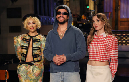 Musical guest Doja Cat, host Bad Bunny, and Chloe Fineman during 'SNL' Season 51 Episode 1 Promos on Thursday, October 2, 2025