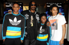 Cordell Broadus, Snoop Dogg, Cori Broadus and Corde Broadus arrive at a special screening of DreamWorks Animation 'TURBO'