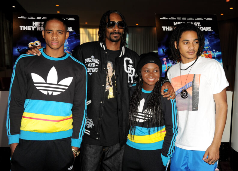 Cordell Broadus, Snoop Dogg, Cori Broadus and Corde Broadus arrive at a special screening of DreamWorks Animation