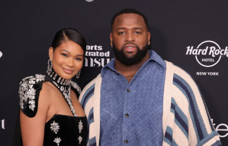 Chanel Iman and Davon Godchaux attend the 2024 Sports Illustrated Swimsuit Issue launch party