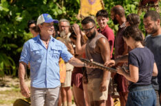 Jeff Probst and players in 'Survivor 49' Episode 4, 'Go Kick Rocks, Bro'