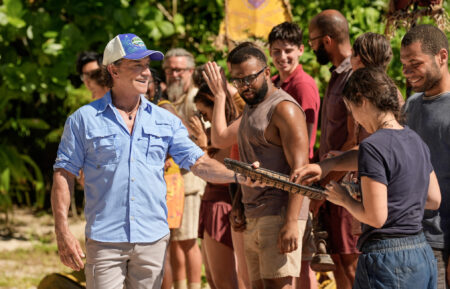 Jeff Probst and players in 'Survivor 49' Episode 4, 'Go Kick Rocks, Bro'