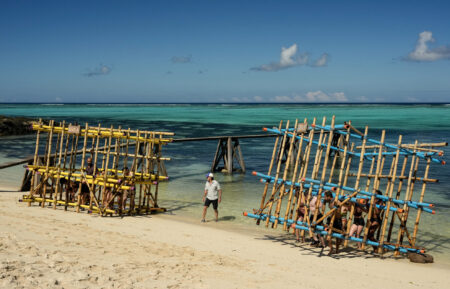 Jeff Probst and 'Survivor 49' contestants in Episode 5