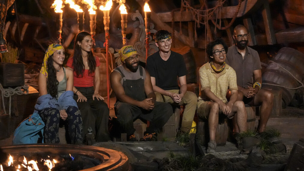 Jawan Pitts, Savannah Louie, Rizo Velovic, Jason Treul, Sophi Balerdi, and Nate Moore in 'Survivor 49' Episode 5