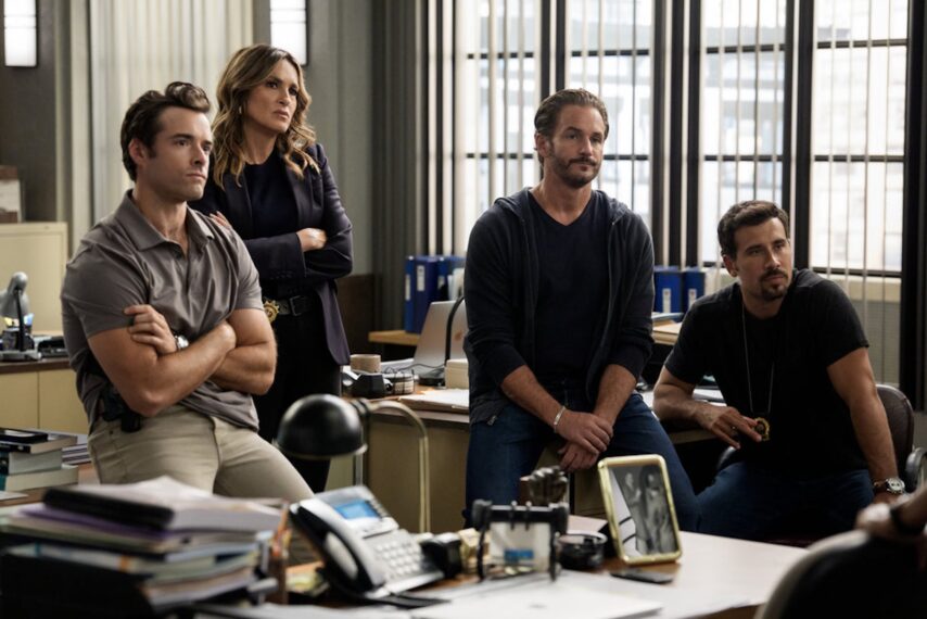 Corey Cott as Det. Jake Griffin, Mariska Hargitay as Capt. Olivia Benson, Kevin Kane as Detective Terry Bruno, Octavio Pisano as Det. Joe Velasco — 'Law & Order: SVU' Season 27 Episode 2