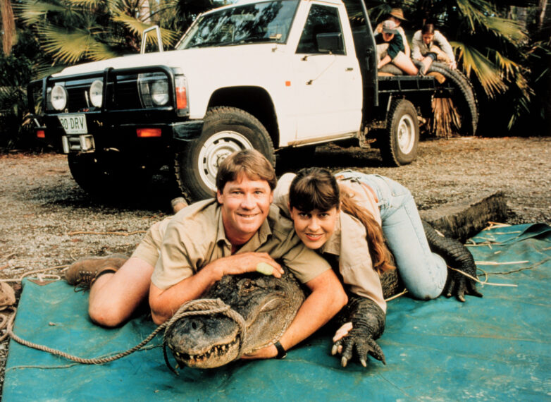 Steve Irwin, a crocodile, Terry Irwin on 'Crocodile Hunter'