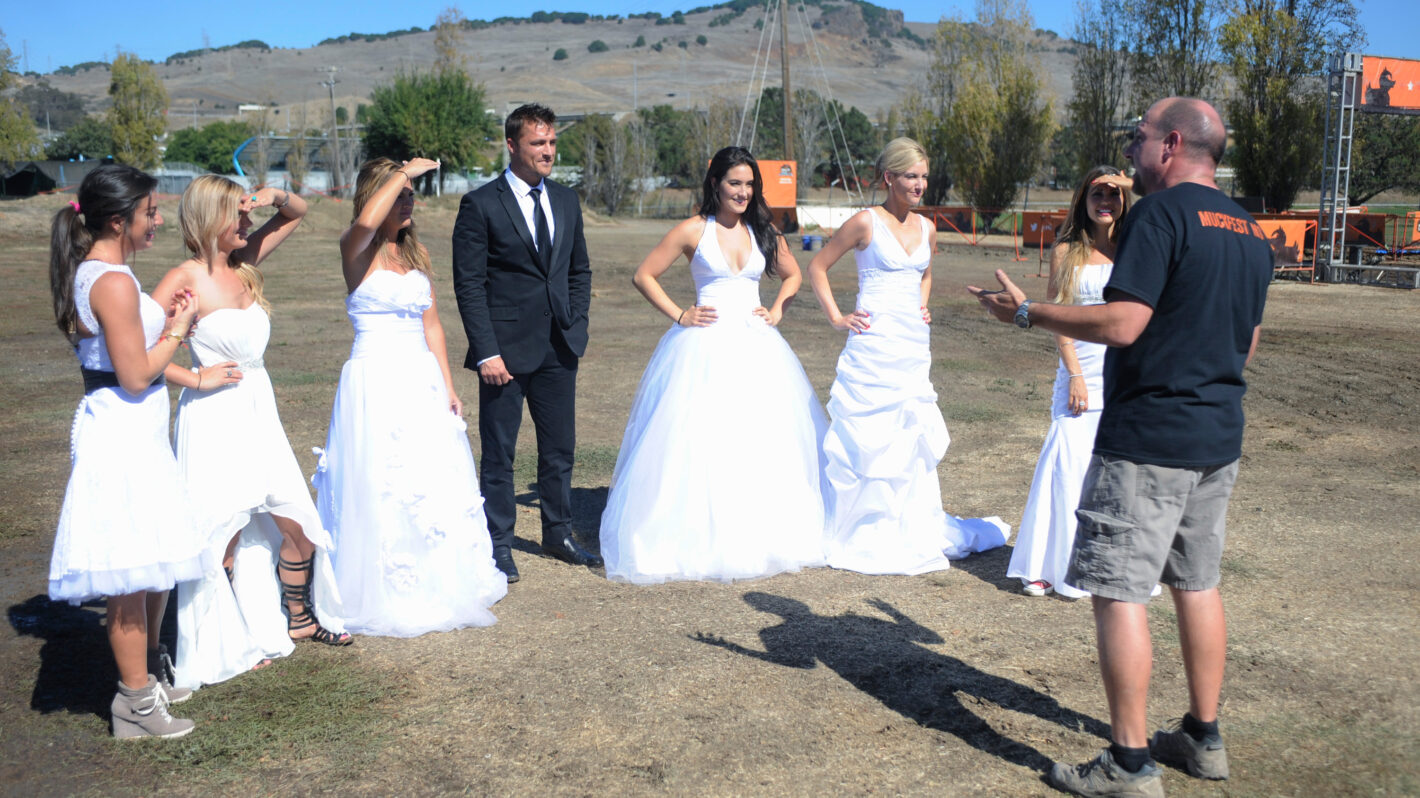 THE BACHELOR, (from left): Jillian Anderson, Carly Waddell, Becca Tilley, Chris Soules, Nikki Delventhal, Whitney Bischoff, Britt Nilsson