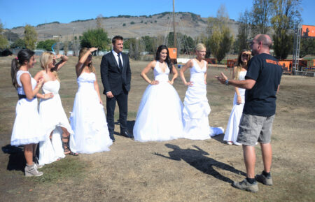 THE BACHELOR, (from left): Jillian Anderson, Carly Waddell, Becca Tilley, Chris Soules, Nikki Delventhal, Whitney Bischoff, Britt Nilsson
