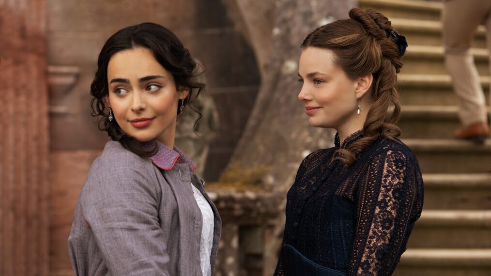 Aubri Ibrag and Kristine Froseth as Lizzy and Nan in 'The Buccaneers'