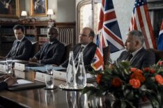 Aidan Turner as Callum Ellis, David Gyasi as Austin Dennison, Rory Kinnear as Nicol Trowbridge in 'The Diplomat' Season 3 Episode 8