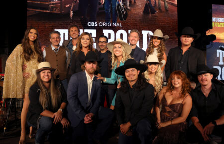 Jenny Tolman, Lee Metzger, Forrest McCurren, Gretchen Wilson, David Glasser, Olivia Harms, Mitch Graham, Britnee Kellogg, Cody Hibbard (front row L-R) Briana Adams, Jon Wood, Blaine Bailey, Billie Jo Jones, Cassidy Daniels and Adam Sanders attend the premiere of 