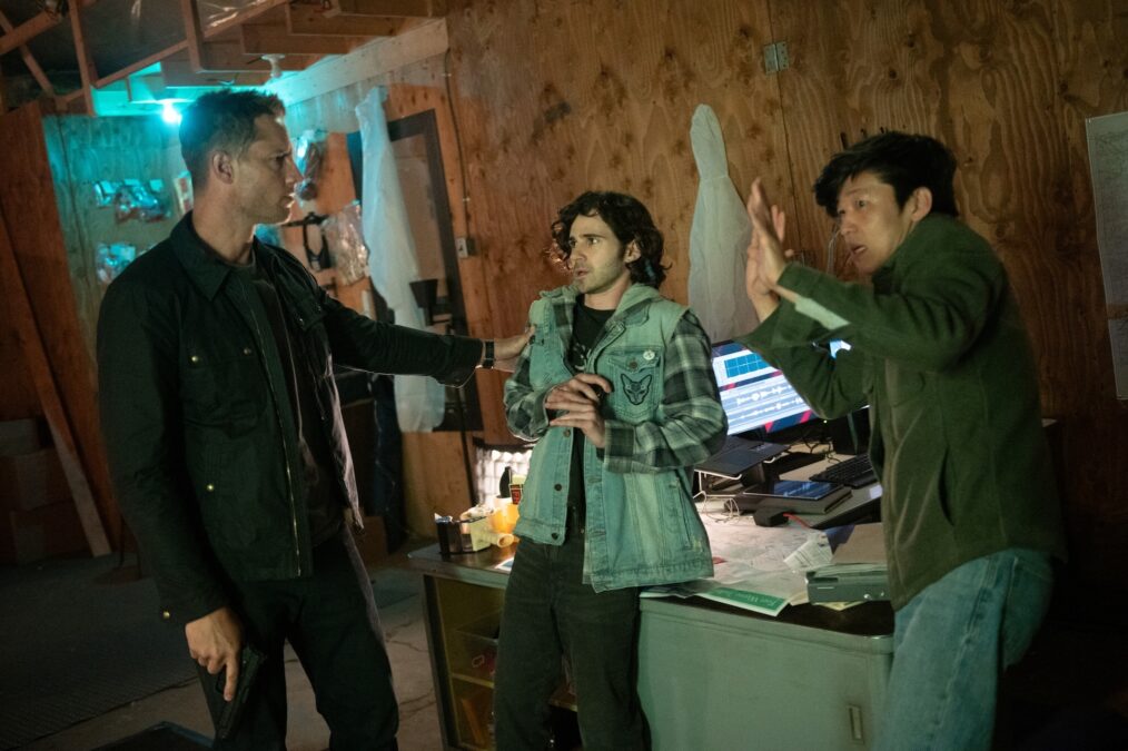 Justin Hartley as Colter Shaw, Connor Paolo as Gunther and Jay Lee as Eddie — 'Tracker' Season 3 Episode 6