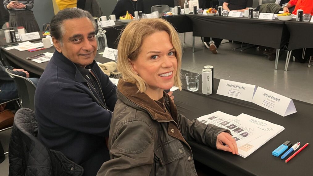 Sanjeev Bhaskar and Sinéad Keenan at the 'Unforgotten' Season 7 readthrough