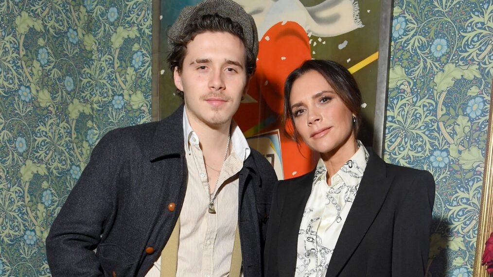 Brooklyn and Victoria Beckham attend the Victoria Beckham x YouTube Fashion & Beauty After Party at London Fashion Week hosted by Derek Blasberg and David Beckham, at Marks Club on February 17, 2019 in London, England