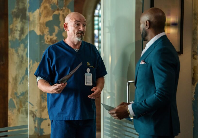 Ritchie Coster as Shinwell Johnson and Morris Chestnut as Dr. John Watson — 'Watson' Season 2 Episode 4