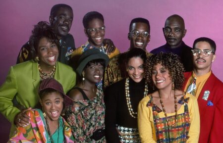 A DIFFERENT WORLD, clockwise from back left: Dawnn Lewis, Glynn Turman, Cory Tyler, Kadeem Hardison, Lou Myers, Darryl M. Bell, Cree Summer, Jasmine Guy, Charnele Brown, Jada Pinkett Smith, (1991), 1987-1993. ph: Gary Null/ ©NBC / Courtesy Everett Collection