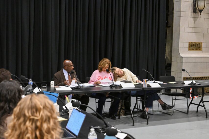 Al Roker, Hoda Kotb, and Savannah Guthrie rehearsing for the 2025 Macy's Thanksgiving Day Parade, NBC, November 20, 2025.