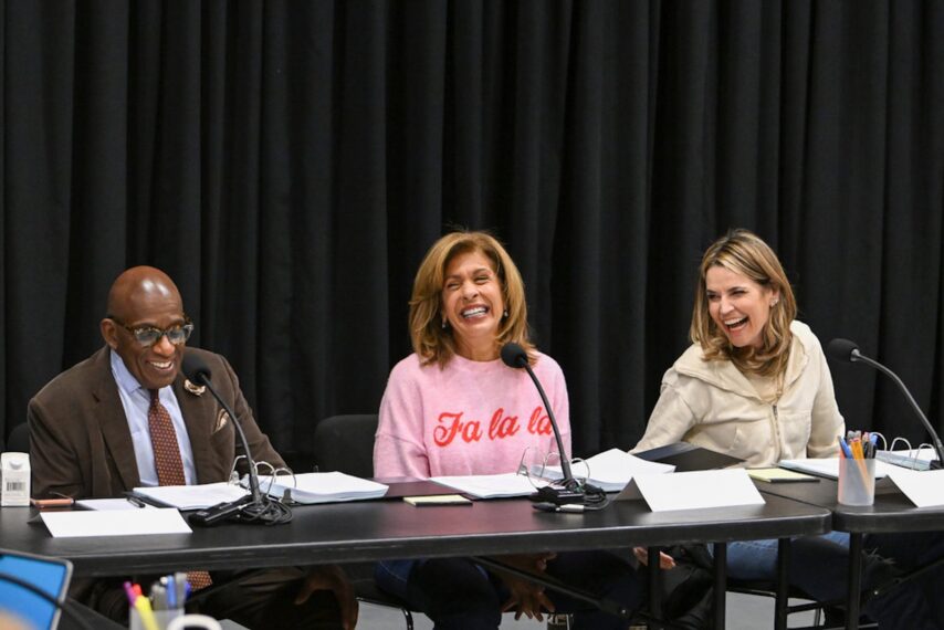 Al Roker, Hoda Kotb, and Savannah Guthrie rehearsing for the 2025 Macy's Thanksgiving Day Parade, NBC, November 20, 2025.