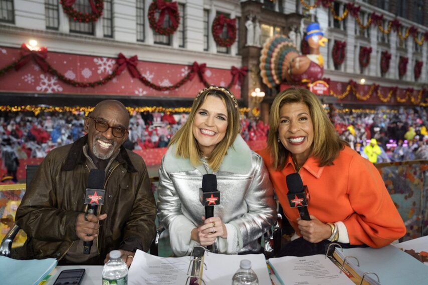 Al Roker, Savannah Guthrie and, Hoda Kotb hosting NBC's Macy's Thanksgiving Day Parade, November 28, 2025.