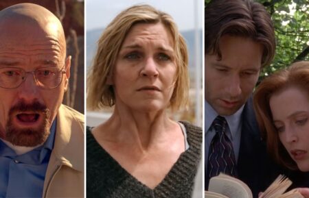 Bryan Cranston in “Breaking Bad,” Rhea Seehorn in “Pluribus,” David Duchovny and Gillian Anderson in “The X Files