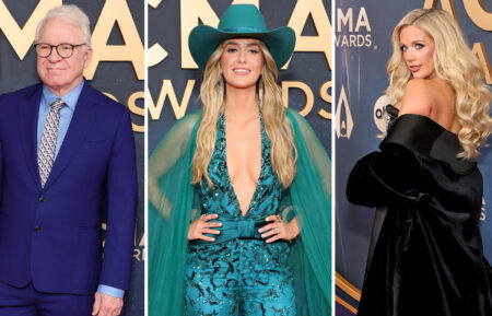Steve Martin, Lainey Wilson and Megan Moroney arriving at the 2025 CMA Awards