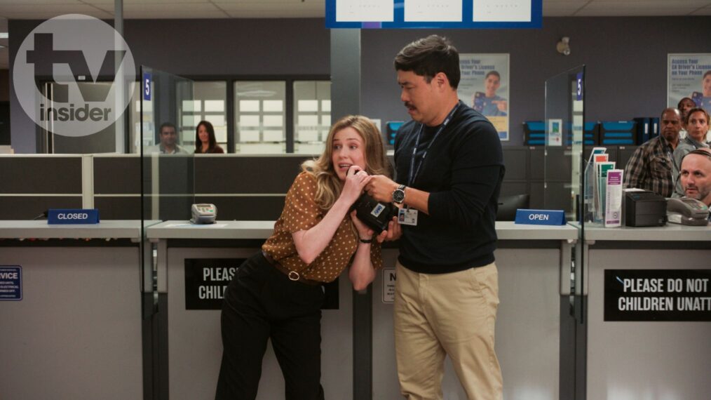 Harriet Dyer and Randall Park in 'DMV'