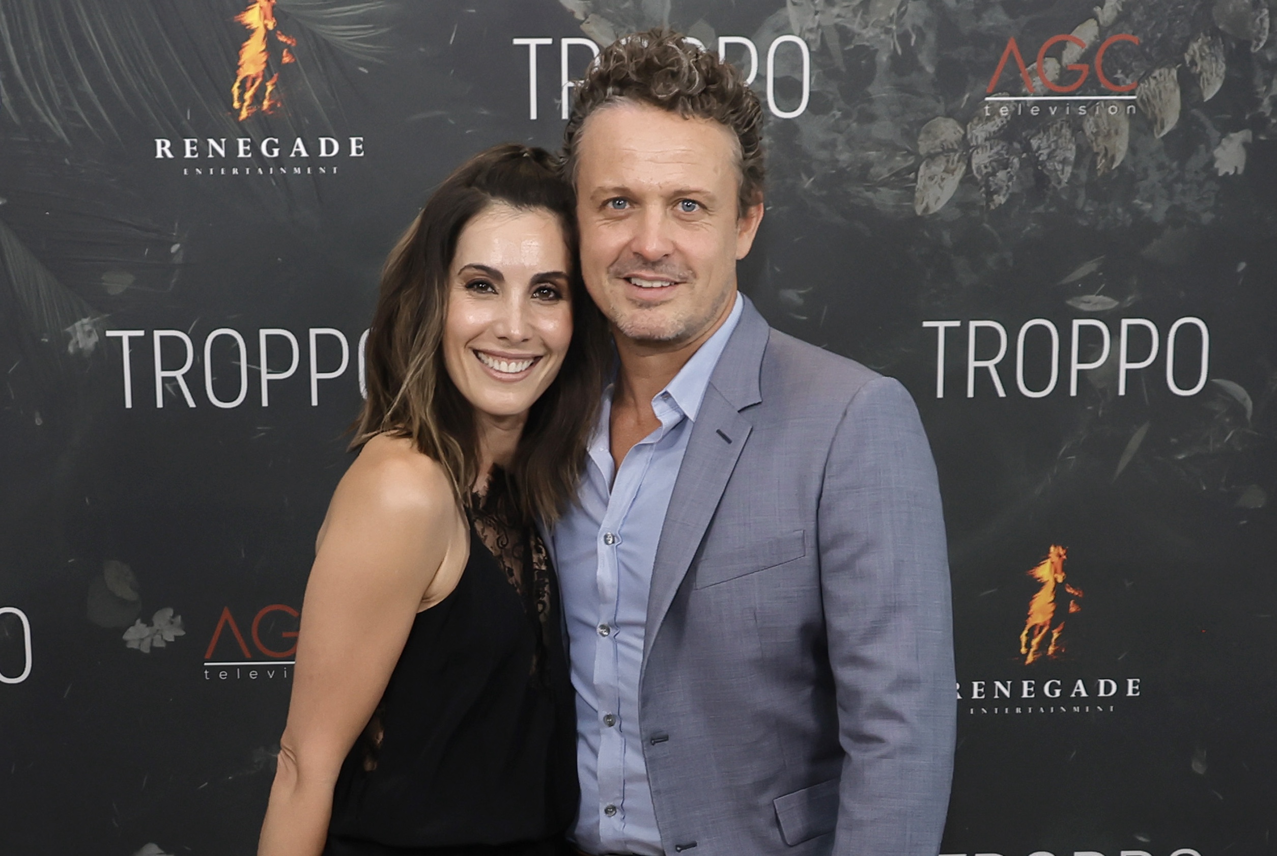 Carly Pope (L) and David Lyons arrive at the Freevee Original 
