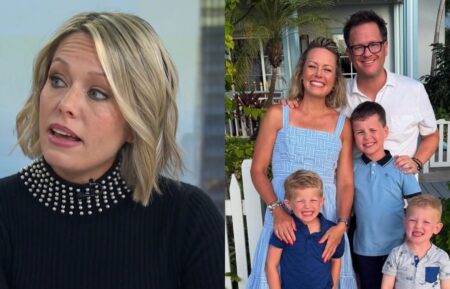 Dylan Dreyer on the November 5, 2025, episode of NBC's 'Today With Jenna & Friends'; Dylan Dreyer and Brian Fichera with sons Oliver, Rusty, and Calvin, Instagram, July 29, 2025.