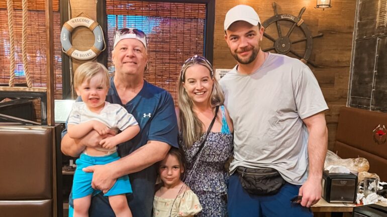 Chuck Potthast with Elizabeth Castravet, Andrei Castravet and their kids from '90 Day Fiancé'