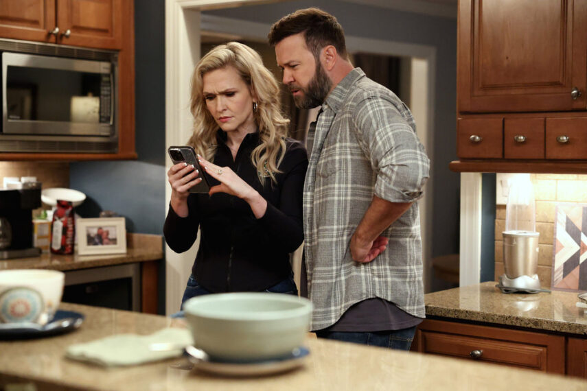 STUMBLE -- "Pilot" Episode 101 -- Pictured: (l-r) Jenn Lyon as Courteney Potter, Taran Killam as Boon E. Potter -- (Photo by: Matt Miller/NBC)