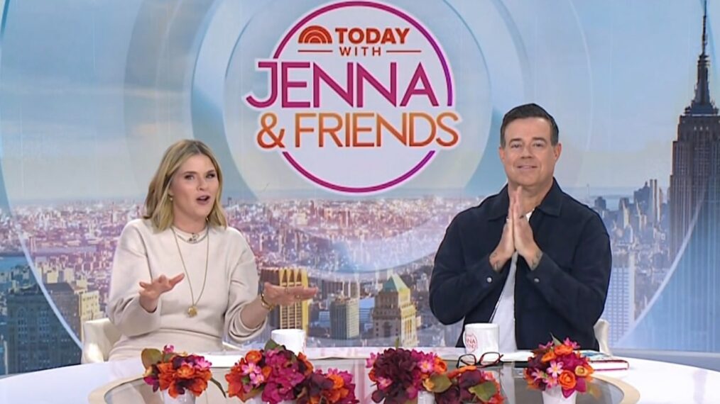 Jenna Bush Hager and Carson Daly on the November 6, 2025, episode of NBC's 'Today With Jenna & Friends.'