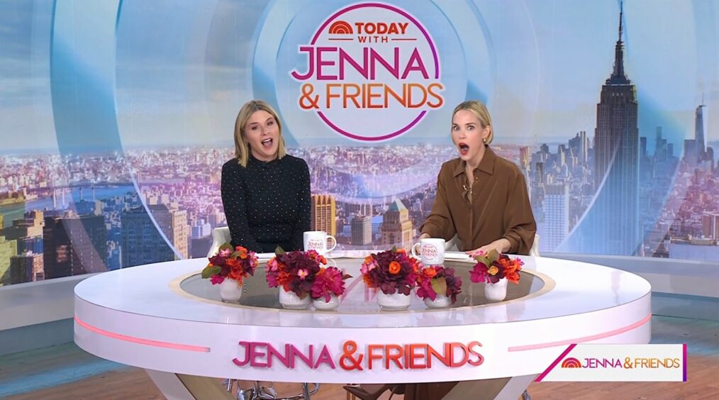 Jenna Bush Hager and Leslie Bibb on the November 14, 2025, episode of NBC's Today With Jenna & Friends.'