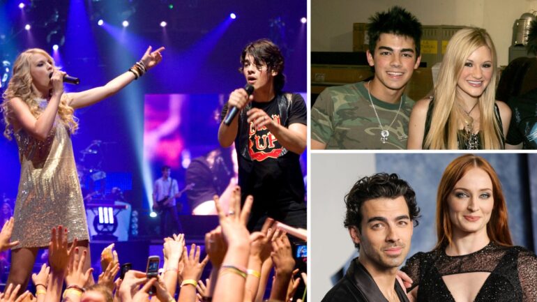 Joe Jonas with Taylor Swift, Aly Michalka, and Sophie Turner