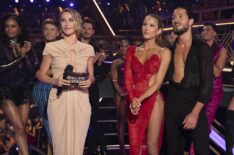 Julianne Hough, Alix Earle, and Val Chmerkovskiy on Season 34, Episode 10, of ABC's 'Dancing With the Stars,' November 18, 2025.