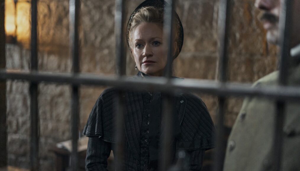 Death by Lightning. Paula Malcomson as Franny in episode 104 of Death by Lightning. Cr. Larry Horricks/Netflix © 2025