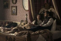 Death by Lightning. (L to R) Betty Gilpin as Crete Garfield, Michael Shannon as James Garfield in episode 104 of Death by Lightning. Cr. Larry Horricks/Netflix © 2025