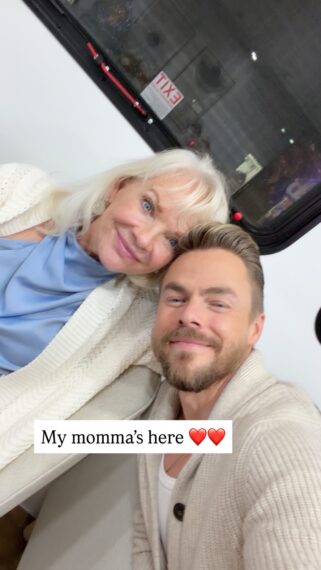 Marriann Hough and Derek Hough via Derek's Instagram Story, November 25, 2025.