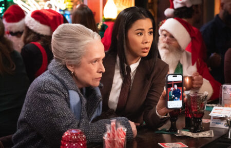 “A Christmas Gift, of Sorts” -- Coverage of the CBS Original Series MATLOCK, scheduled to air on the CBS Television Network. Pictured (L-R): Kathy Bates as “Madeline Matlock” and Leah Lewis as “Sarah Franklin.