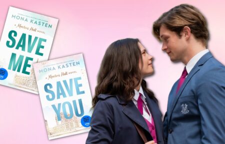 Ruby and James in Maxton Hall Season 2 next to 'Save Me' and 'Save You' book covers