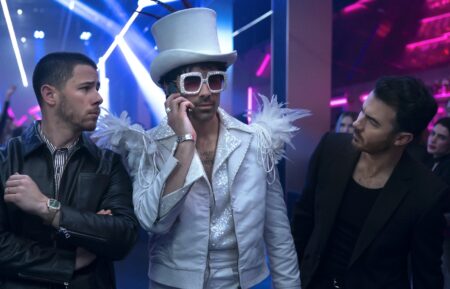 Nick Jonas, Joe Jonas, and Kevin Jonas in 'A Very Jonas Christmas Movie,' Disney+, premiered November 14, 2025.