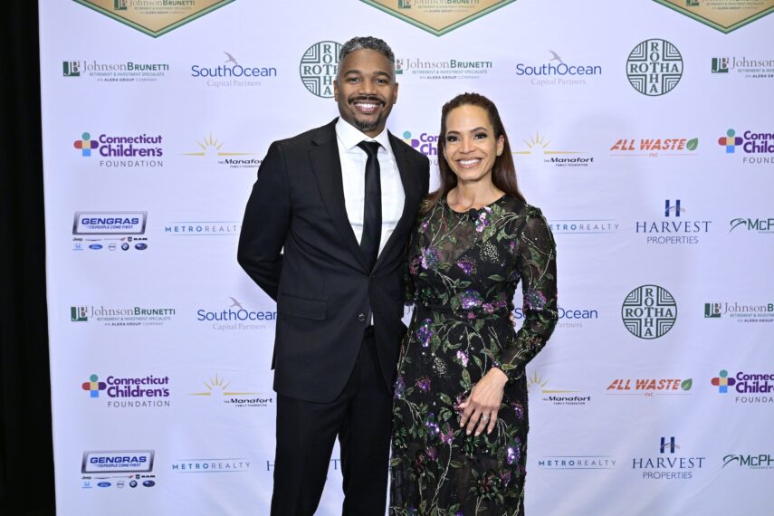 Omar Abdul Ali and Elle Duncan attend The Johnson Brunetti Connecticut Children's Foundation Gala at Connecticut Convention Center on November 08, 2025 in Hartford, Connecticut.